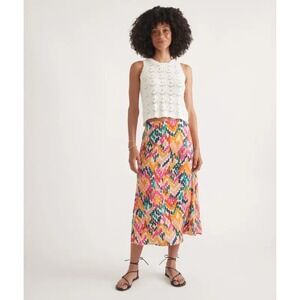 Marine Layer Women Ryan Slip Skirt 8 Multicolor Midi Colorful Boho Hippie